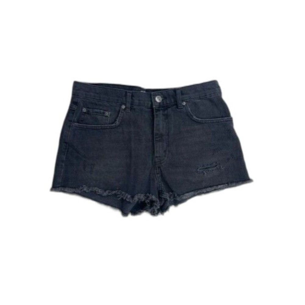 BDG Size 29 Womens Shorts Black Mid Rise Essential Raw Hem Cut Off Distressed